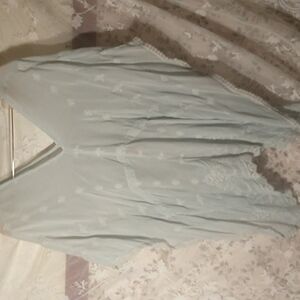 Vintage light blue Johnny Was pull on sleeveless top sz XS all around embroidery